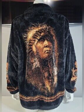 Bear Ridge Outfitters "The Chief" Native American plush fleece jacket Size Med
